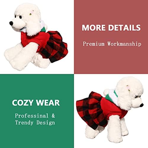 SGQCAR Божиќна карирана кучиња фустан Худи домашно милениче печатено џемпер кученце со качулка, ладно време Доги палта за мали средни