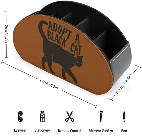 Кутија за складирање на далечински управувач со црна мачка PU повеќефункционална ТВ далечинска контрола на држачи Организатор кутија