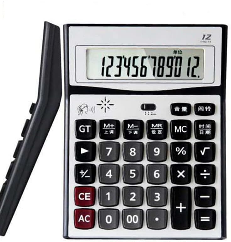 JFGJL 12 цифри Калкулатор за разговор со голем екран, реален калкулатор на панел за појава на човечки изговор без батерија