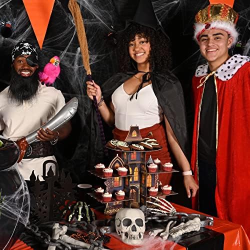 Beistle Трајни Одбор 3-Ниво Плашлив Опседната Куќа Cupcake Штанд За Ноќта На Вештерките Партија Материјали