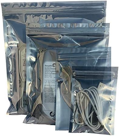 Антистатички торби на дарцин, 40 парчиња 4 големини мешани вреќи ESD со етикети за хард диск HDD ESD -заштитни кеси за сорти