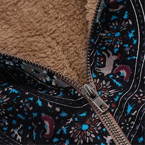 Andongnywell inments inmaken зимска топла надворешна облека цветна печатена качулка џебови гроздобер палта со дебела должина со дебелина