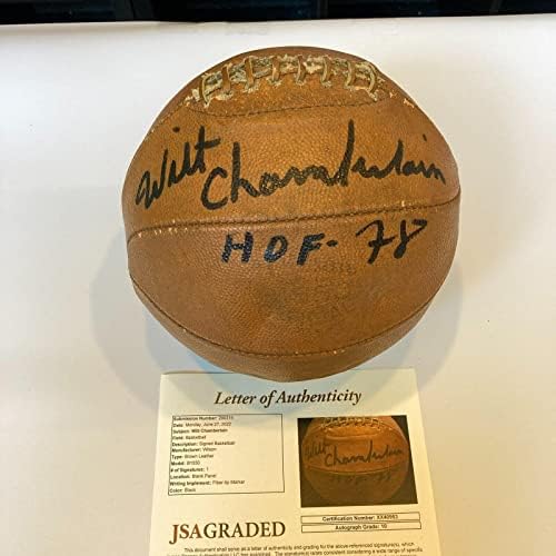 Wilt Chamberlain Hall of Fame 1978 потпиша во 1960 -тите НБА кошарка JSA Gem Mint 10 - Автограмски кошарка