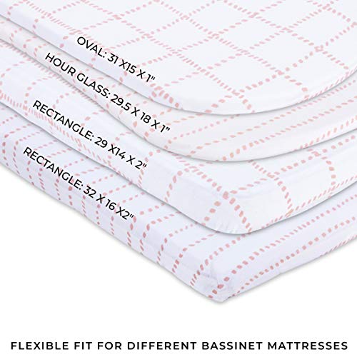 Petit Dreams Bassinet Sheet Jersey плетен памук за бебе девојче флексибилно вклопување за повеќекратни душеци за басинет и мини ко-спиење,