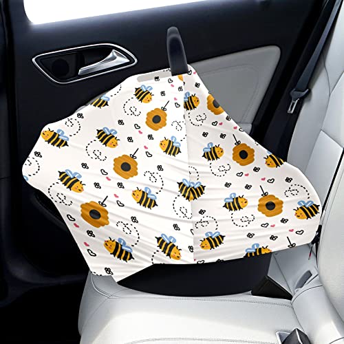 Бебе автомобилско седиште покрива пчела жолта мед розова срцева шема медицинска сестра капакот на шамија за доење на шамија за