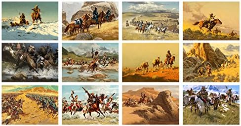 Ѕид Календар 2023 [12 страници 8 х12] Дивиот Запад Каубои Индијанци Гроздобер Илустрација Од Френк Мекарти Вестерн