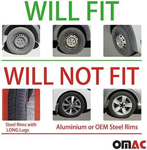 ОМАК WHEEL RIM COVER HUBCAPS | Додатоци за автомобили 14 инчи ОЕМ стилови на центри за 4 парчиња сет | Автоматско замена на гуми за надворешни капаци Мет Црн со