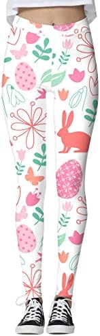 Happyенски Среќен Велигденски хеланки 2023 Пролет Симпатични зајаци плус големини хеланки Хупки Смешни зајаче тренингот јога панталони