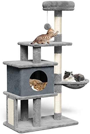Hawsaiy Cat Tree Tower House Condo Гребење мебел за мало маче со средни мачки со хамак и отстранлив кондо 44 “