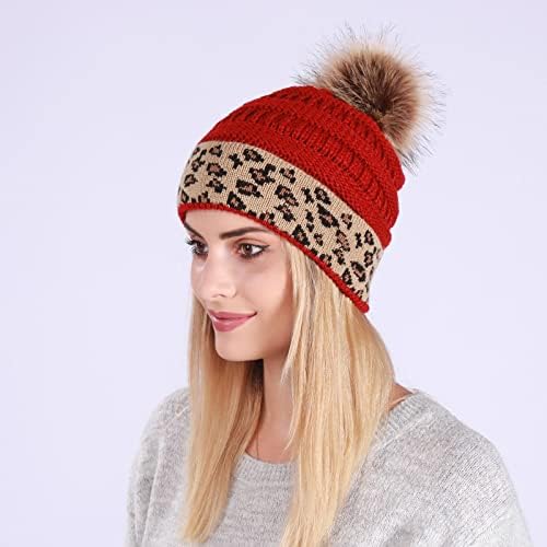 Rvidbe Зимски капи за жени ладно време женски густи удобни топло гравчиња зимски слабички плетени капи.