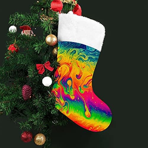 Фантазија боја Неон црвена Божиќна празничка чорапи дома украси за Божиќно дрво Камино виси чорапи