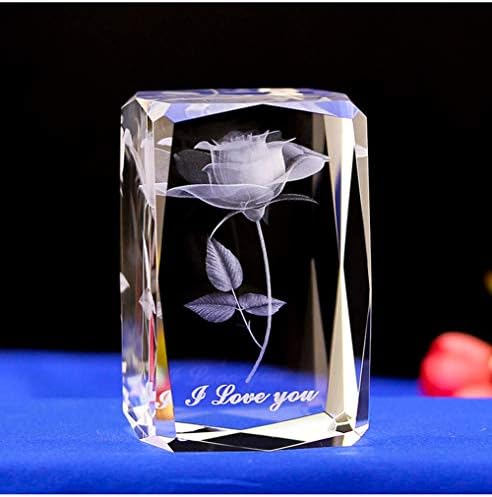Yuankanju itun 3D ласерски кристал роза цвет гравев те сакам да чувате хартија за хартија за годишнината за свадбени сувенири Божиќ роденден,