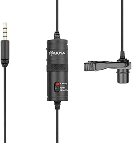 Микрофон за кондензатор на електронски кондензатор на Boya BY-M1 3,5 mm со адаптер за 1/4 за паметни телефони iPhone DSLR камери компјутер