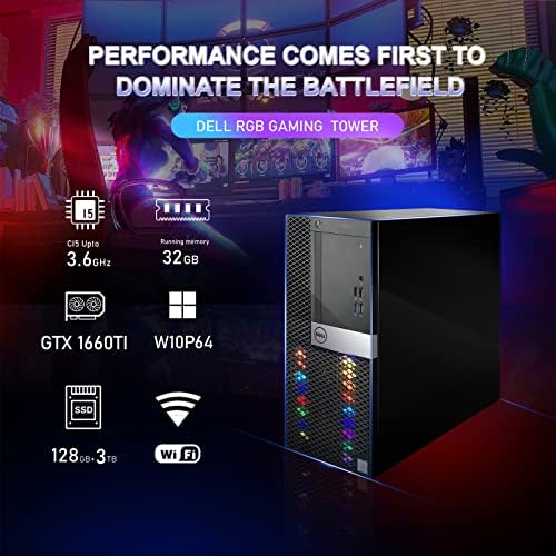 Dell Gaming КОМПЈУТЕР Десктоп Компјутер-Intel Quad I5 до 3.6 GHz, GeForce GTX 1660 Ti 6G, 32gb DDR4 Меморија, 128G SSD + 3TB, RGB Тастатура &засилувач; Глувчето, WiFi &засилувач; Bluetooth 5.0, Победа 10 Pro