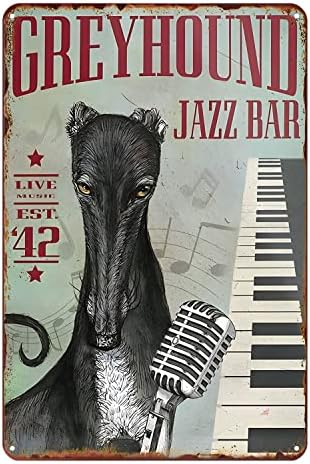 Ретро метален знак Greyhound Jazz Vintage Decor Decor Art Art Sign Home Kitchen Bar Cafe Farmhouse Ranch Club Pate Wall Decor Decor