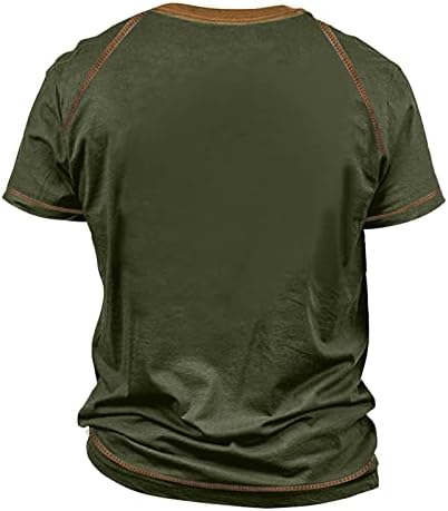 Машки кошули Rtrde Raglan маица гроздобер кратки ракави за време на независноста на вратот Ден на вратот печатени врвни кошули за