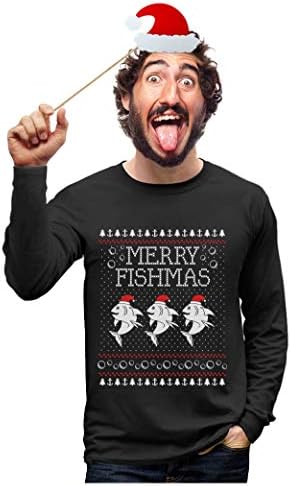 Tstars весели риби маички мажи риболов грда божиќен џемпер стил долг ракав