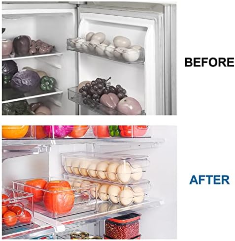 Кујна чиста пластика држач за јајца, сад за складирање на јајца од јајца од БПА со капак, GLSOGL стабилен фрижидер/сад за складирање на фрижидер,