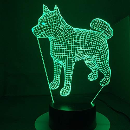 Jinnwell 3D Dog Animal Night Light Light LAMP илузија ноќна светлина 7 боја Промена на допир прекинувач Табела за декорација на декорација