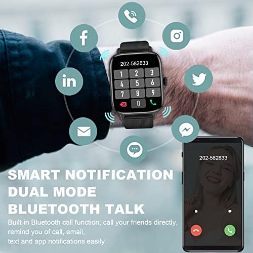 Smart Watch Choiknbo Smart Watch 1.7 '' Повик за екран на допир Повик/Dial Fitness Tracker SmartWatch за Android iOS IP67 водоотпорен фитнес часовник