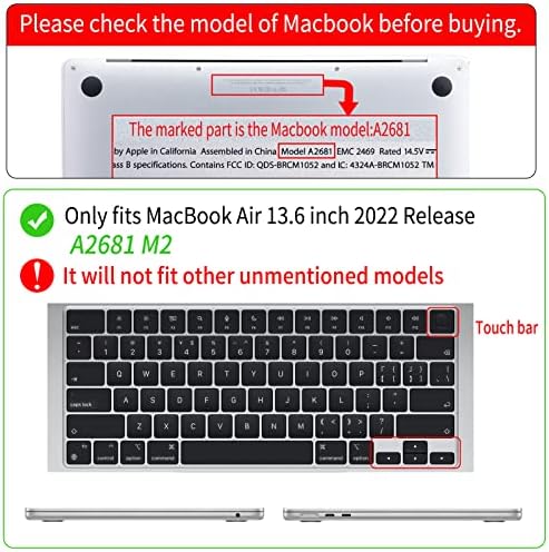 Случај за лаптоп Watbro Компатибилен со MacBook Air 13,6 инчи 2022 Ослободување M2 A2681, Soild боја пластична тврда обвивка и тастатура за