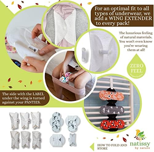 Платнени Облоги За Гаќи 7-Пакувајте Органски Памук за Секојдневна Употреба &засилувач; Платнени Влошки Менструални 6-Пакети Органски