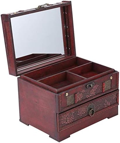 Анкус 1пц Класична Дрвена Кутија За Складирање Подароци За Накит Држач За Шминка За Складирање На Накит Организатор Кутија За Накит Со Огледало