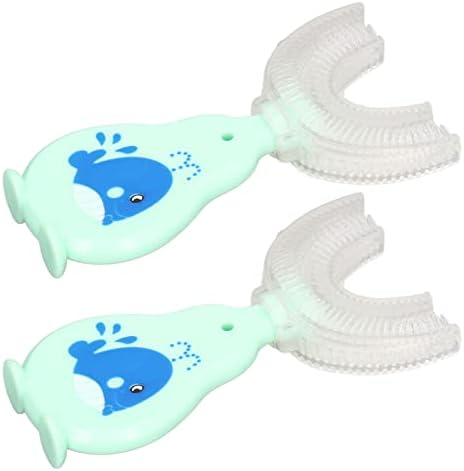 2 парчиња Управен тренинг во форма на четка за заби, мека силиконска силикон 360 степени целосна уста орално чистење алатки за бебе