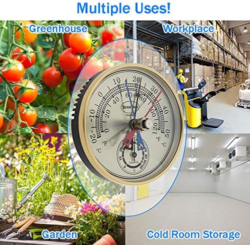 Макс мин термометар и хигрометар - Идеален термометар на стаклена градина и мерач на влажност за да ги следи максималните и минималните температури