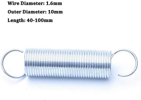 Ахегас Спрингс затегнување на затегнување со дијаметар на жица со бела цинк со дијаметар од 1,6мм Надворешен дијаметар 10мм Продолжување на пролетта 40-100мм 5 парчиња
