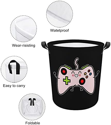 Контролер за видео игри Колпсибилна корпа за перење алишта Голема алишта за перење, организатор на играчки за лесни за складирање со рачки
