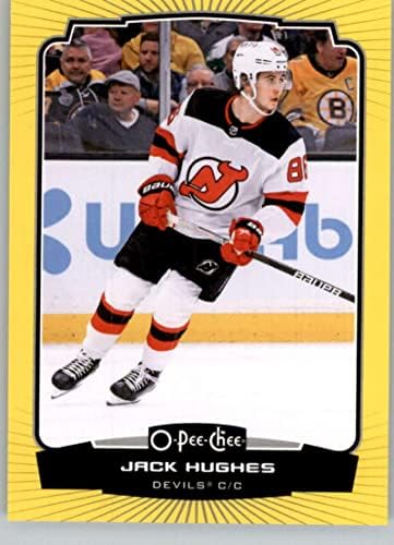 2022-23 О-пи-чиста жолта граница #24 Jackек Хјуз Newу Jerseyерси ѓаволи NHL хокеј за тргување со картички
