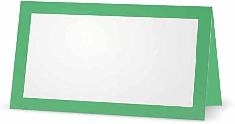 Нане зелено место картички - рамен или шатор - 10 или 50 пакувања - бел празен фронт со цврста граница во боја - табела за поставување