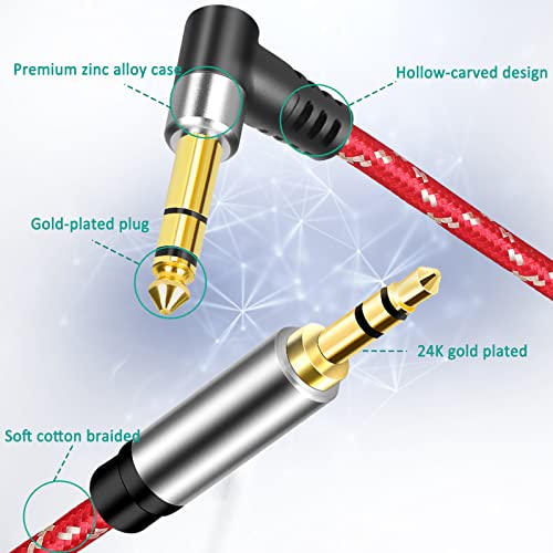 Janmmdeg 3,5 mm до 6,35 mm стерео аудио кабел 10ft, злато обложена терминална сребрена цинк легура од легура 3,5 mm 1/8 Надворешна нишка TRS до 6,35 mm 1/4 Надворешен нишки TRS плетенка сте?