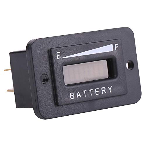 Индикатор за LED батерија, 12V/24V/36V/48V LED дигитална батерија Индикатор за мерач на мерач со мерач на час за количка