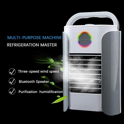 Десктоп мини ладилник за воздух, климатик за полнење со USB со 3 брзини на ветер и LED светло, моќен и тивко летно ладење вентилатор