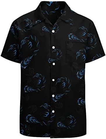Скорпио Констелацијата Обичен копче за кратки ракави со кратки ракави надолу со кошула надолу од кошула на плажа на мажите за мажи
