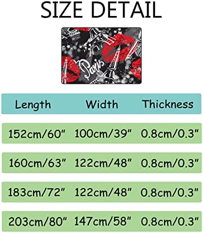 Tsingza Soft килим со големи површини, усни на скицата на Ајфеловата кула удобен затворен тепих, душек за бебиња за дневна соба спална соба