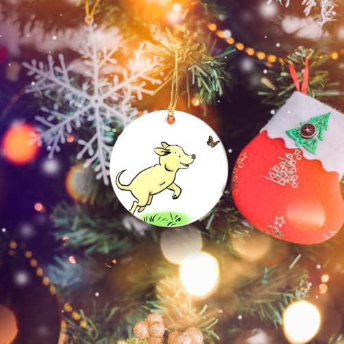 Орнамент за новогодишно дрво Домашно куче, декор Три акрилни нозе Круг, Х-Мас, кои играат за празници, украси за забави, украси и настани,