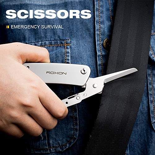 Роксон С501 Преклопен Џебен Нож и Ножици 2 Во 1 Задолжително дома Едц Мулти алатка СО Клип За Појас, Совршена За Домашни Работи,