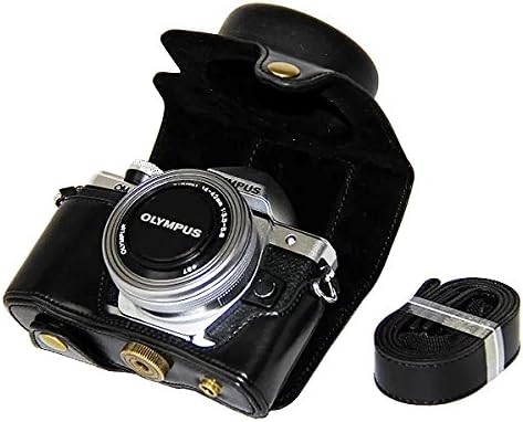 Први2savvv XJPT-EM10II-A01 Црно полно тело Прецизно Вклопување pu кожа торба за дигитална камера со ремен за олимп ОМ-Д Е-М10 Марк 2 ЕМ10 Марк