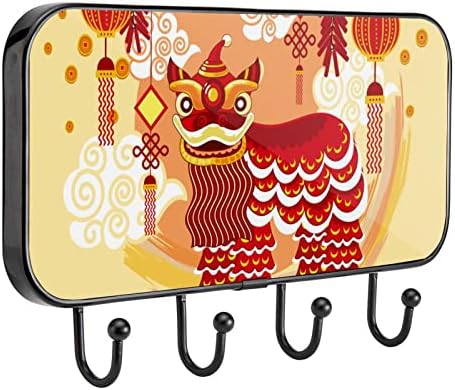 Vioqxi палто за закачалка wallид, традиционална кинеска лавовска танц фестивал позадина само лепило wallидни куки декоративни за влезна спална