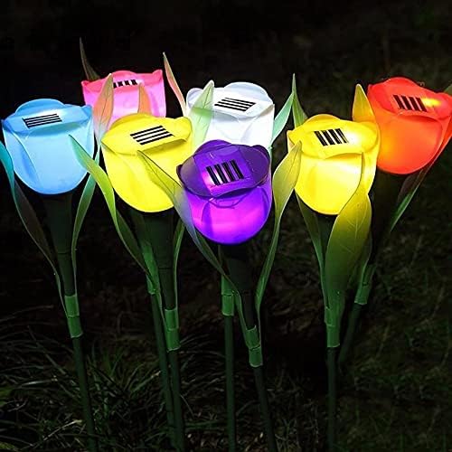 SJYDQ 6 PCS Соларна LED светлина на отворено соларна соларна цветна лалиња сијалица за домашна градина дворот на тревникот пејзаж ноќна ламба