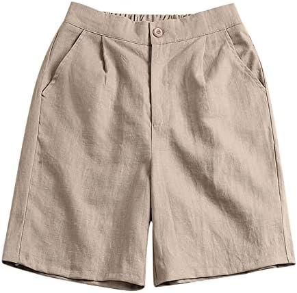 Бермуда шорцеви за жени должина на коленото лето обична чиста боја во дрес шорцеви со џебови лабави удобни салони за плажа шорцеви