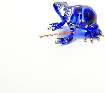 Рачно изработено мини сина жаба уметност стакло разнесени влекачи на животински фигурини бр.5 - колекција Y
