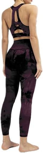 Cozycinmu 2021 Womenените еластични хеланки со висока половината јога панталони 7/8 должина тренингот хулахопки вратоврски за танцување панталони темно виолетова