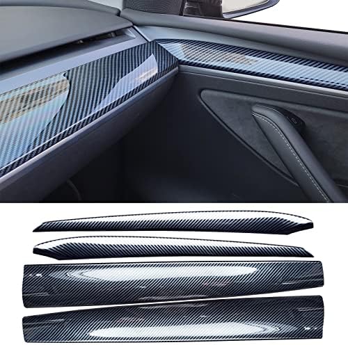 Dimeani Fit for Tesla Model 3 Dashboard Cover, Dash Wrap Cover Cover Trim Carbon Fiber Fe for 2021 2022 2023 Model Y Accessorise, ABS