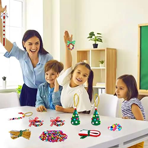 820pcs Божиќни занаети за деца возрасни украси-орнаменти Масовно за да се направат џингл bellвончиња, бонбони од трска, Божиќни