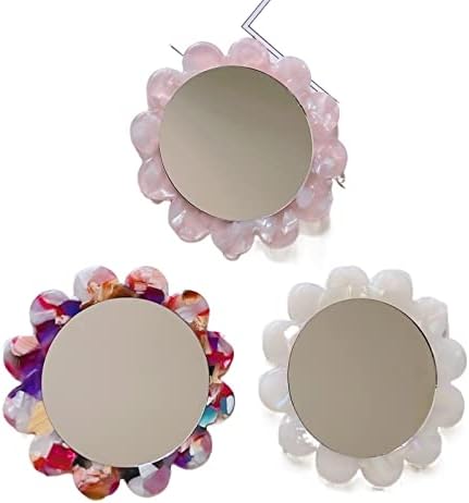 Огледало за шминка од алончезј со светла со киселина во форма на киселина огледало со рачно кружно огледало на огледало Компактно огледала
