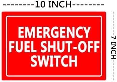 Налепници за исклучување на исклучување на горивото за итни случаи, знак за предупредување за само лепило од 10x7 инчи, 8 парчиња по